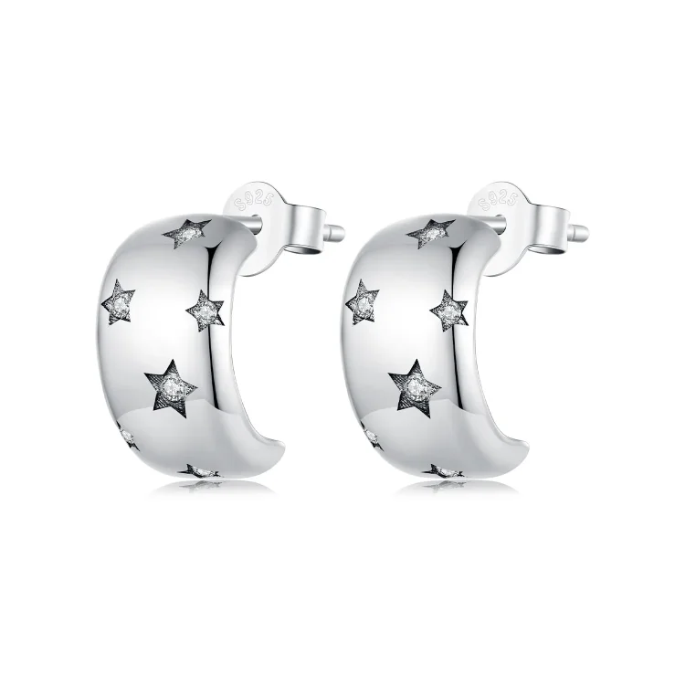 Pandora Style Flash Star Studs Uhani - BSE884