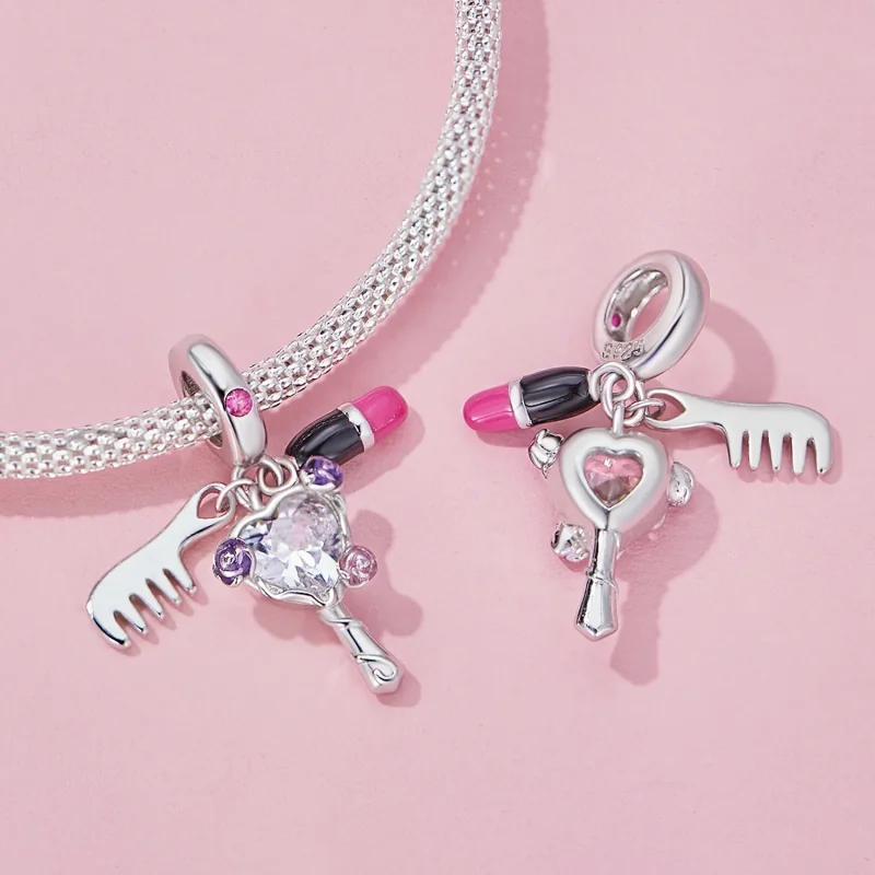 (slika za) Pandora Style glavnik, viseča šminka in ogledalo - SCC2474 - Ogled 3