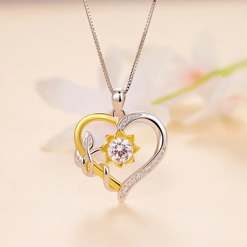 (slika za) Pandora Style Love Moissanite ogrlica (en certifikat) - MSN012 - Ogled 2