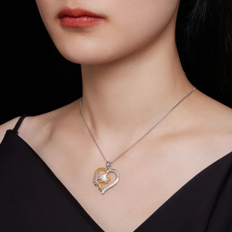 (slika za) Pandora Style Love Moissanite ogrlica (en certifikat) - MSN012 - Ogled 7