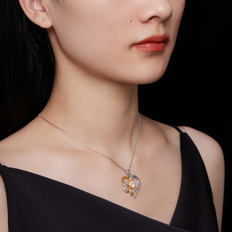 (slika za) Pandora Style Love Moissanite ogrlica (en certifikat) - MSN012 - Ogled 8