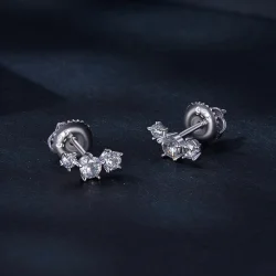 Pandora Style Moissanite Studs Uhani (en certifikat) - MSE034