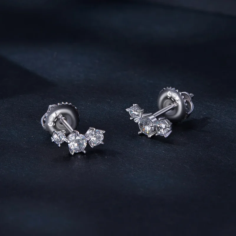 (slika za) Pandora Style Moissanite Studs Uhani (en certifikat) - MSE034 - Ogled 2