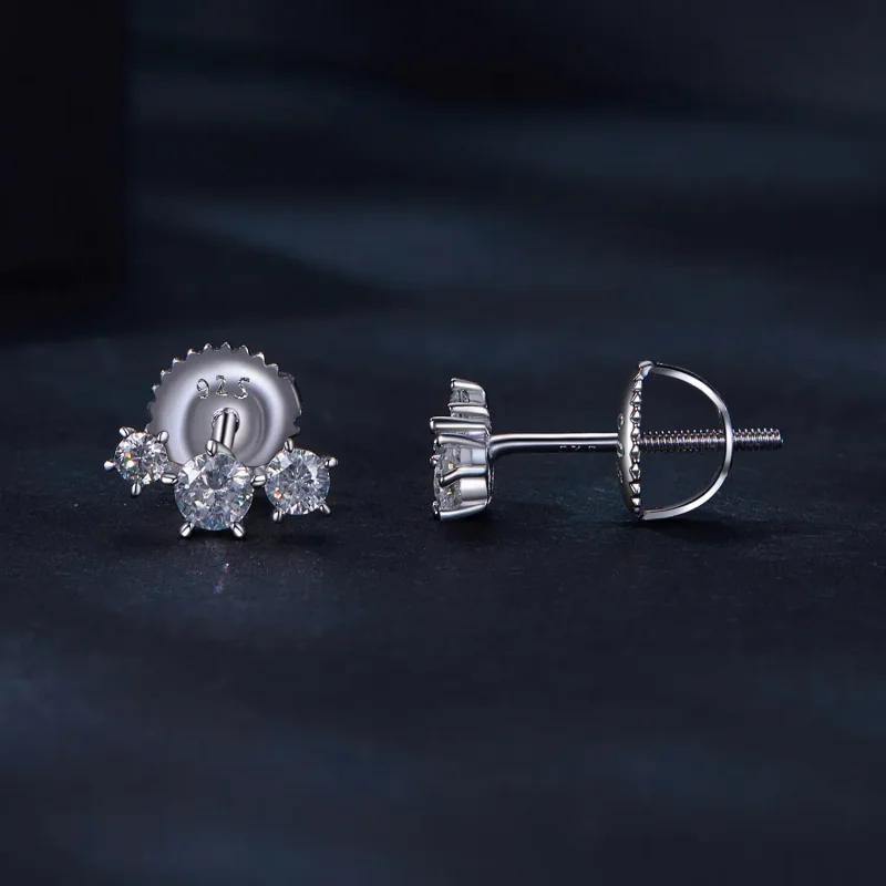 (slika za) Pandora Style Moissanite Studs Uhani (en certifikat) - MSE034 - Ogled 3