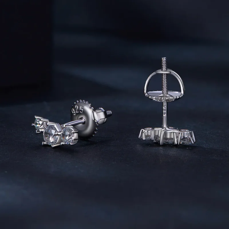(slika za) Pandora Style Moissanite Studs Uhani (en certifikat) - MSE034 - Ogled 4