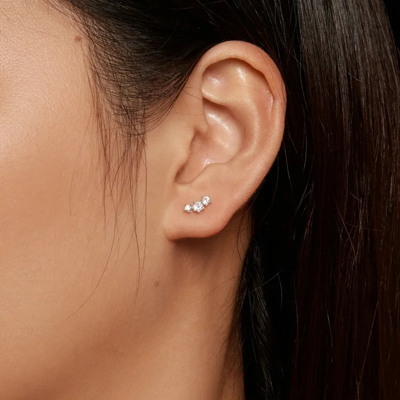 (slika za) Pandora Style Moissanite Studs Uhani (en certifikat) - MSE034 - Ogled 6