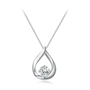 (slika za) Pandora Style Moissanite Water Drop Ogrlica (en certifikat) - MSN015