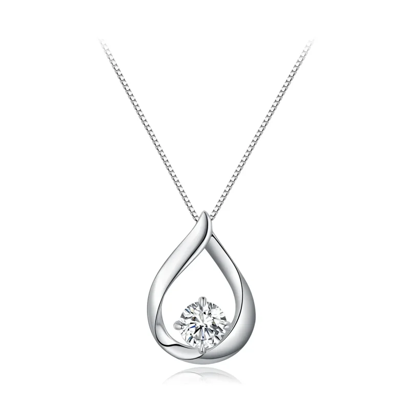 (slika za) Pandora Style Moissanite Water Drop Ogrlica (en certifikat) - MSN015 - Slika izdelka
