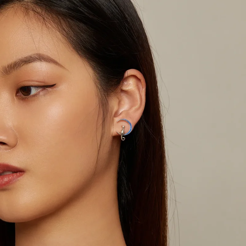 (slika za) Pandora Style Moon Cat Studs Uhani - SCE1609 - Ogled 6