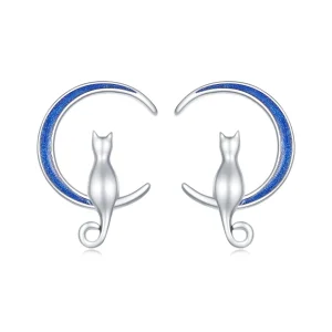 (slika za) Pandora Style Moon Cat Studs Uhani - SCE1609