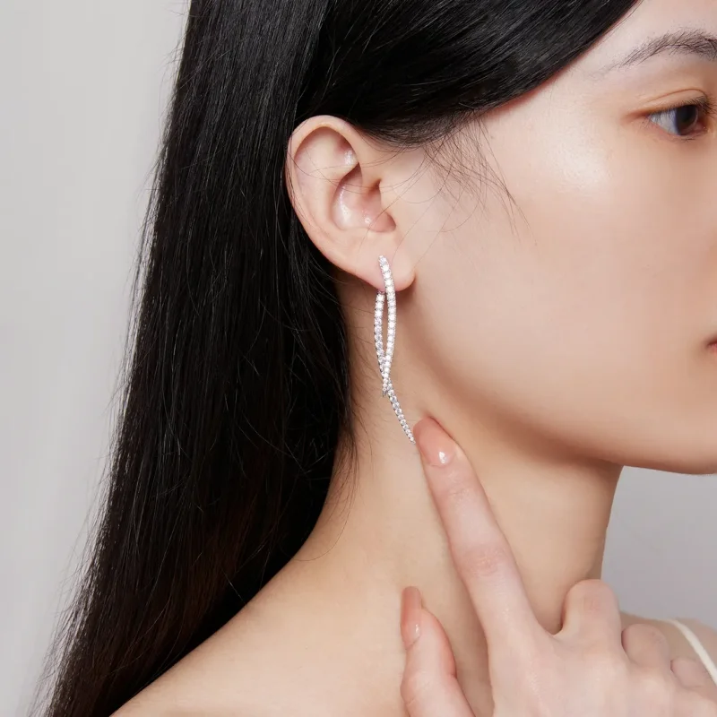 (slika za) Pandora Style Pametni dolgi uhani z resicami - YIE227 - Ogled 8