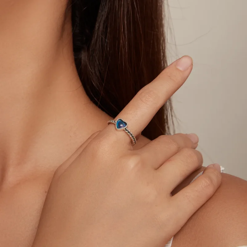 (slika za) Pandora Style Simple Twist prstan v obliki srca - SCR956 - Ogled 7