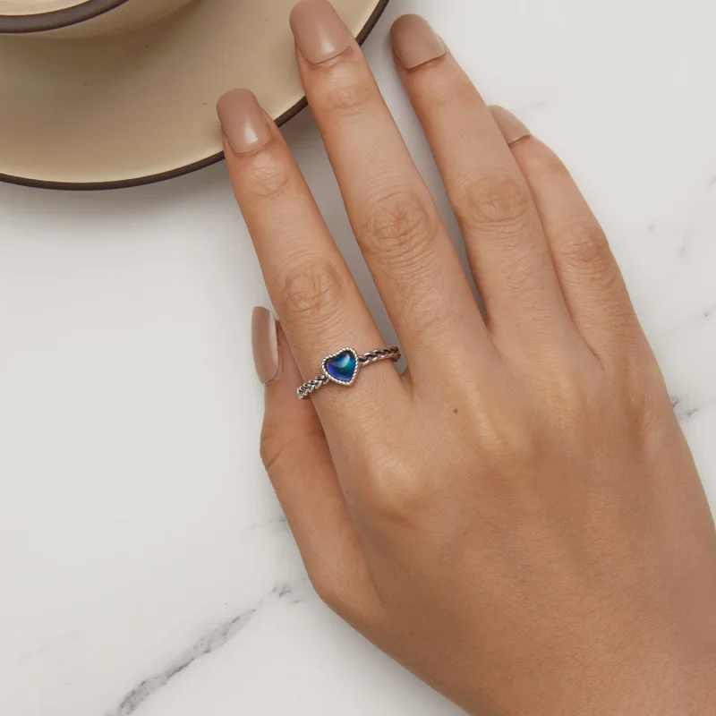 (slika za) Pandora Style Simple Twist prstan v obliki srca - SCR956 - Ogled 8