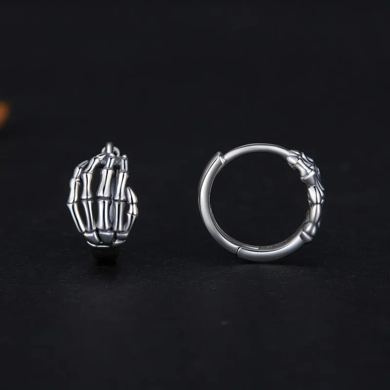 (slika za) Pandora Style Skeleton Hand Hoop Uhani - SCE1641 - Ogled 2