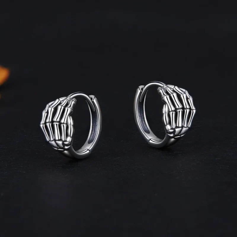 (slika za) Pandora Style Skeleton Hand Hoop Uhani - SCE1641 - Ogled 3