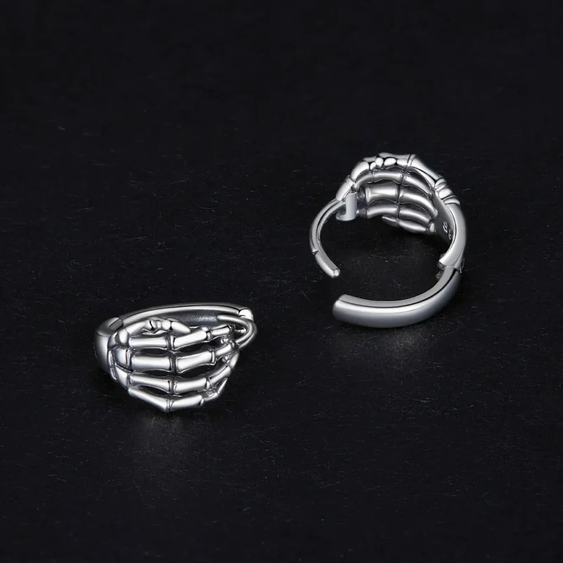 (slika za) Pandora Style Skeleton Hand Hoop Uhani - SCE1641 - Ogled 4