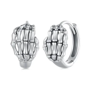 (slika za) Pandora Style Skeleton Hand Hoop Uhani - SCE1641