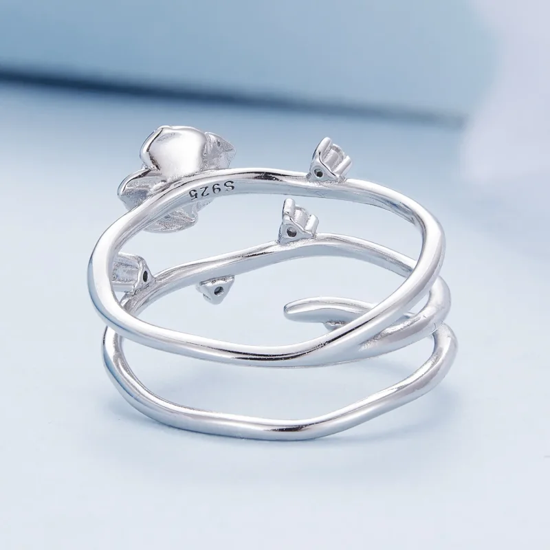 (slika za) Personaliziran vsestranski prstan z rožnato trto v stilu Pandora - BSR404 - Ogled 4