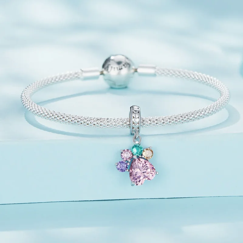 (slika za) Pisani ljubki viseči kremplji v slogu Pandora - SCC2478 - Ogled 3