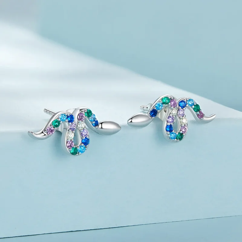 (slika za) Pisani uhani s kačami v slogu Pandora - SCE1633 - Ogled 2