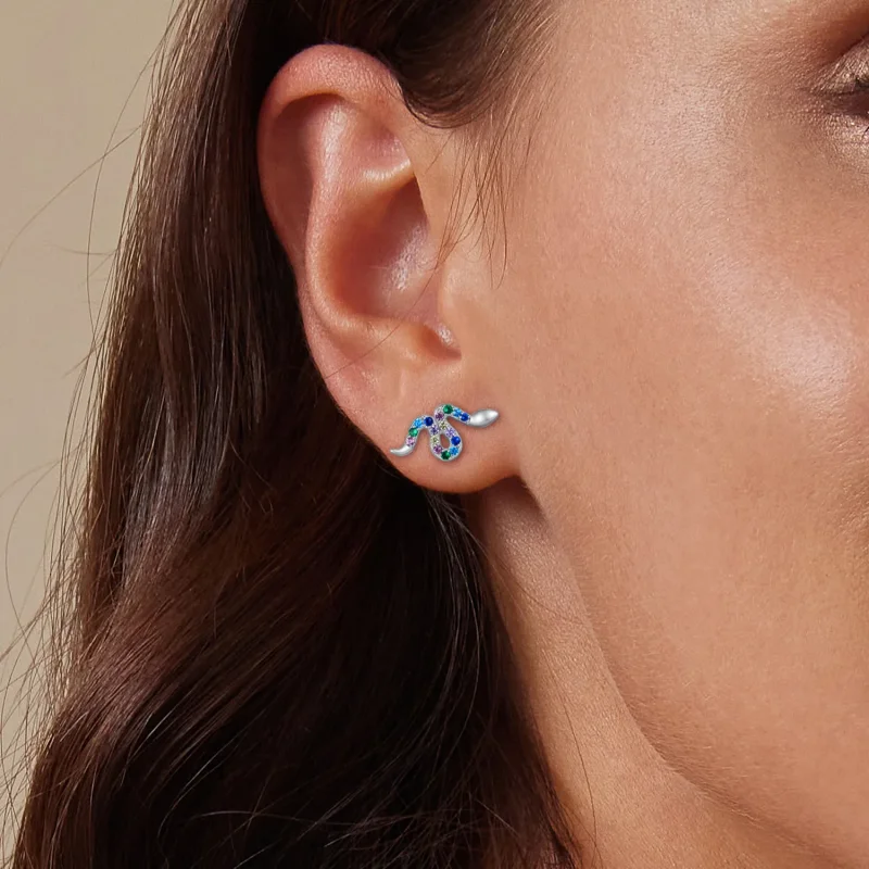 (slika za) Pisani uhani s kačami v slogu Pandora - SCE1633 - Ogled 9