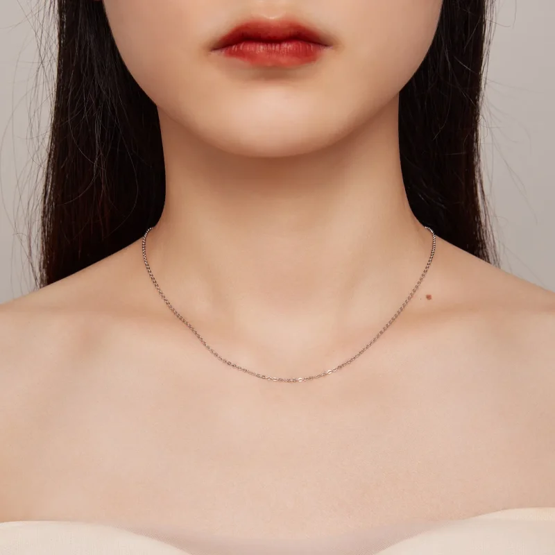 (slika za) Preprosta srebrna ogrlica v slogu Pandora - SCA018 - Ogled 6