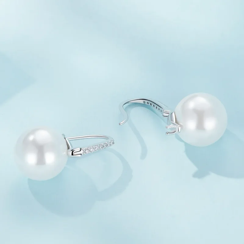 (slika za) Preprosti obročasti uhani iz kroglic v obliki školjk Pandora - SCE1583 - Ogled 3