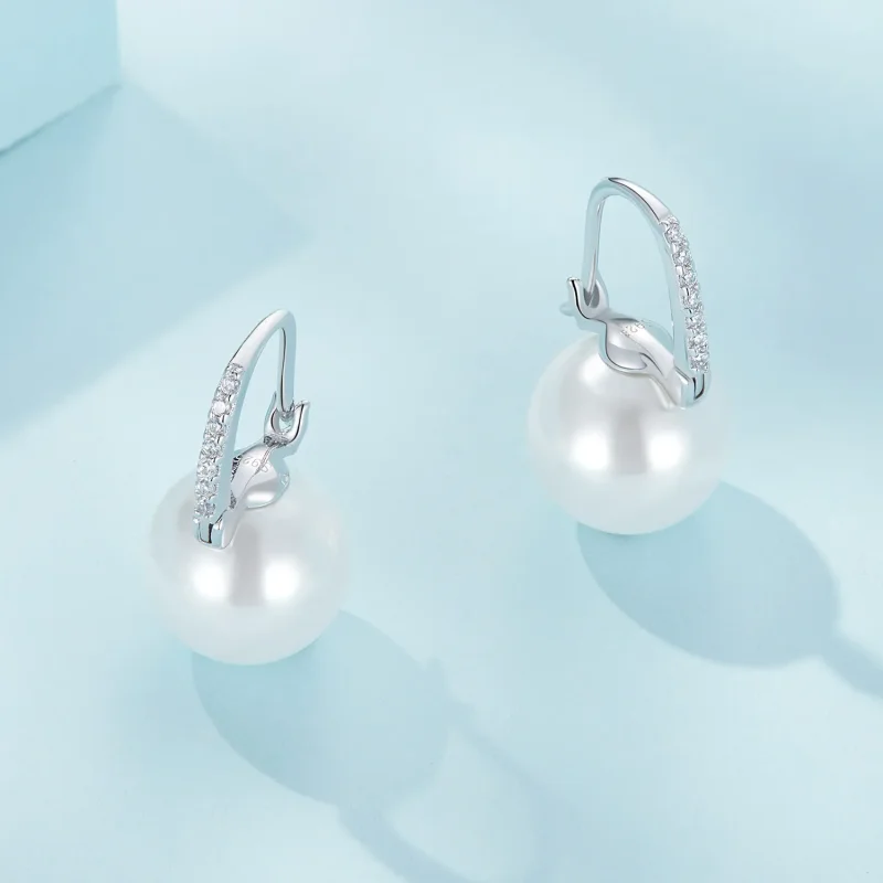 (slika za) Preprosti obročasti uhani iz kroglic v obliki školjk Pandora - SCE1583 - Ogled 4