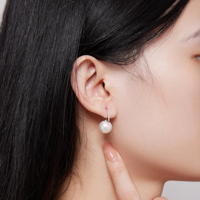 (slika za) Preprosti obročasti uhani iz kroglic v obliki školjk Pandora - SCE1583 - Ogled 5