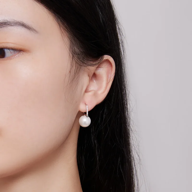 (slika za) Preprosti obročasti uhani iz kroglic v obliki školjk Pandora - SCE1583 - Ogled 6