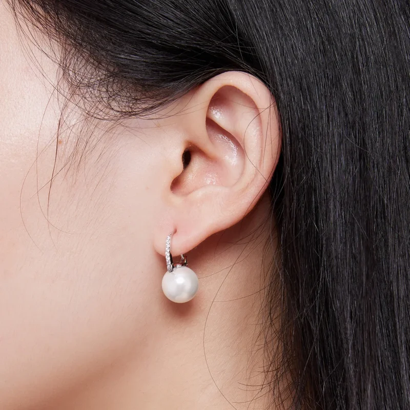 (slika za) Preprosti obročasti uhani iz kroglic v obliki školjk Pandora - SCE1583 - Ogled 7