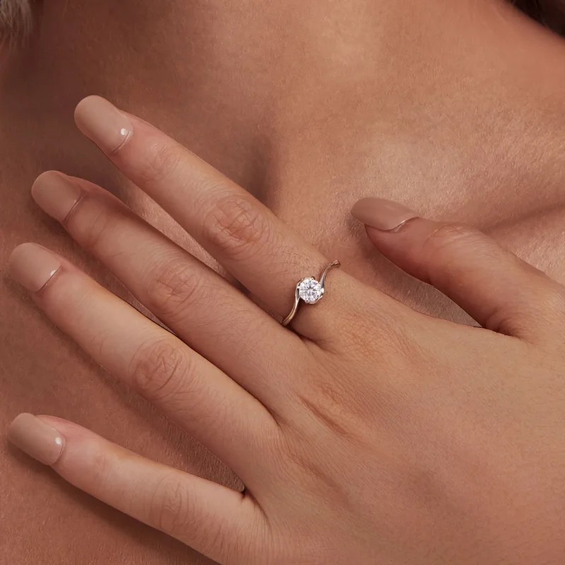 (slika za) Prstan Pandora Style iz moissanita 0,5 karata (en certifikat) - MSR040 - Ogled 6