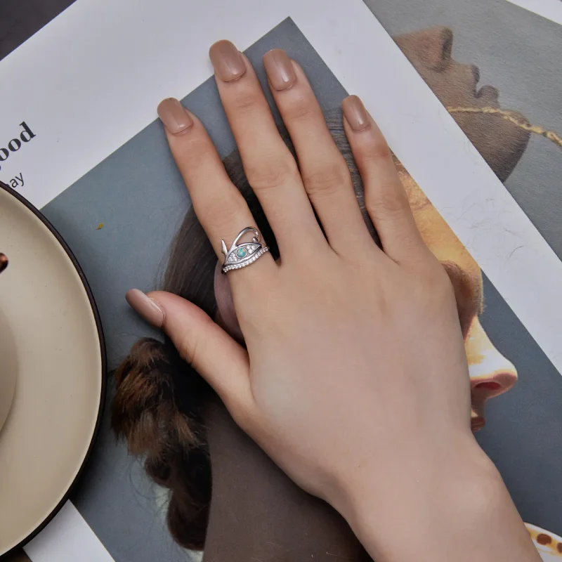 (slika za) Prstan s cirkonom Horusovega očesa v stilu Pandora - BSR403 - Ogled 5