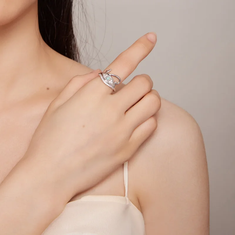 (slika za) Prstan s cirkonom Horusovega očesa v stilu Pandora - BSR403 - Ogled 6