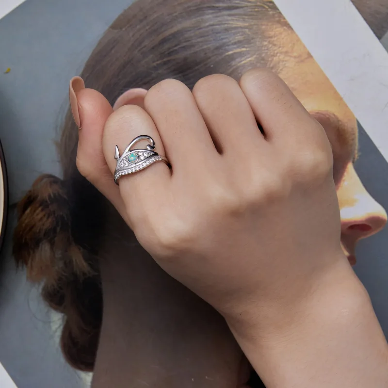 (slika za) Prstan s cirkonom Horusovega očesa v stilu Pandora - BSR403 - Ogled 7