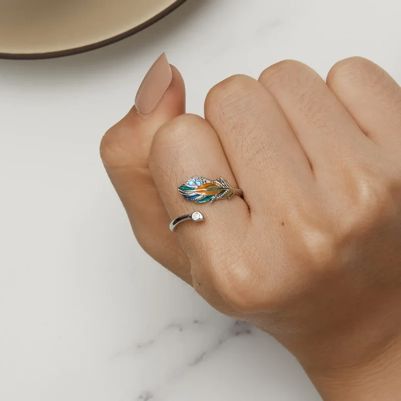 (slika za) Prstan s perjem v stilu Pandora - BSR469-E - Ogled 6