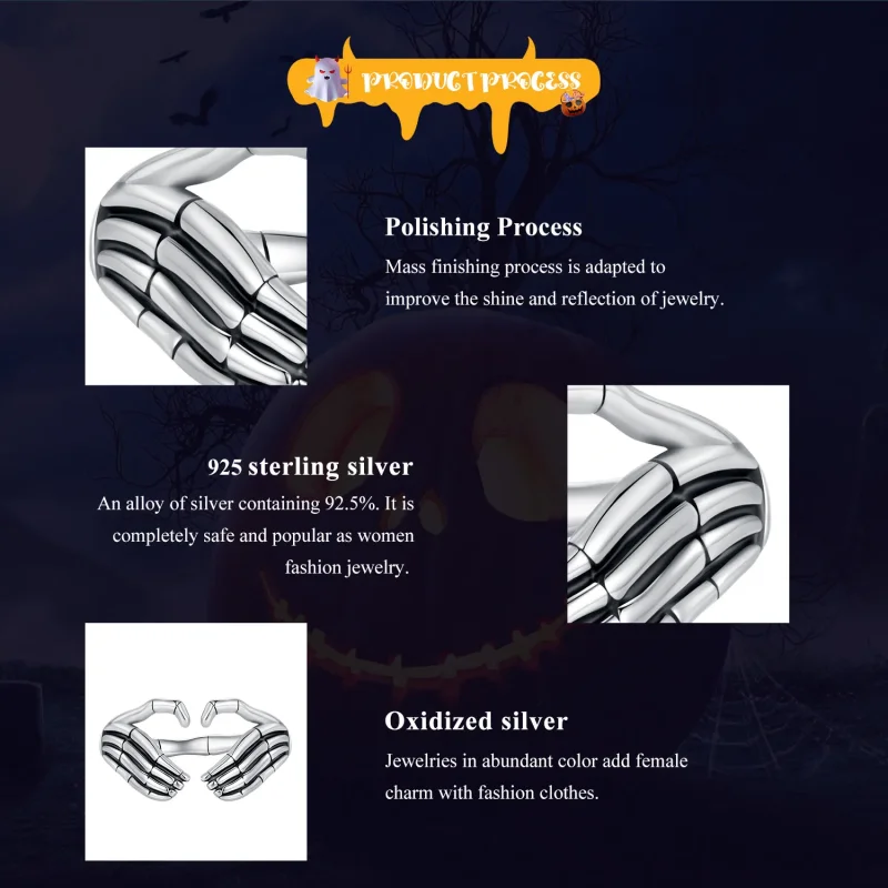 (slika za) Prstan v obliki okostnjaka Pandora - SCR971-E - Ogled 6