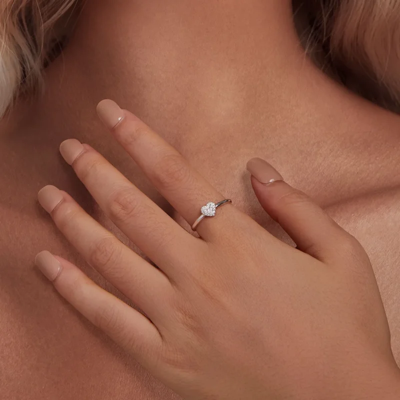 (slika za) Prstan v obliki srca v slogu Pandora (en certifikat) - MSR038 - Ogled 5