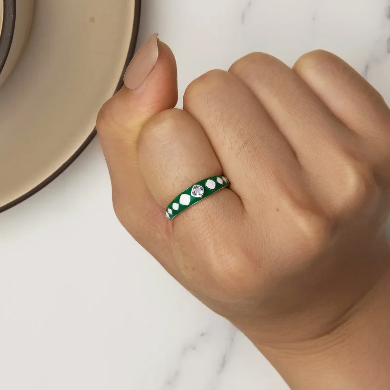 (slika za) Prstan z diamantnim vzorcem v stilu Pandora - SCR942 - Ogled 5