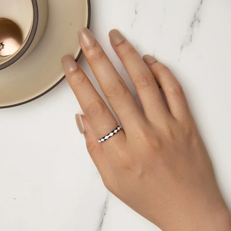 (slika za) Prstan z diamantnim vzorcem v stilu Pandora - SCR943 - Ogled 5