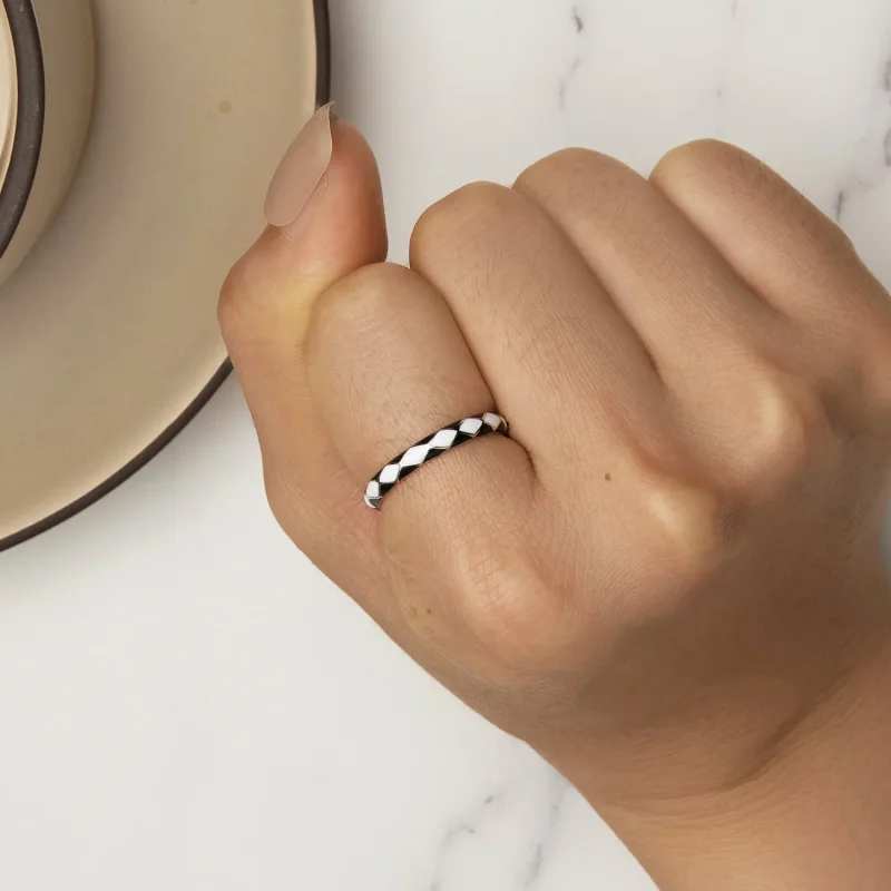 (slika za) Prstan z diamantnim vzorcem v stilu Pandora - SCR943 - Ogled 6