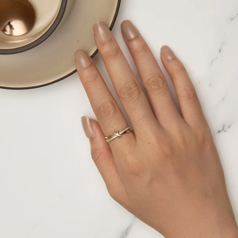 (slika za) Prstan z zlatim vozlom v stilu Pandora - SCR896-B - Ogled 5