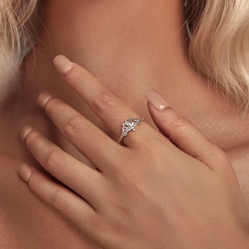 (slika za) Prstan z lotosom v stilu Pandora - BSR487 - Ogled 4