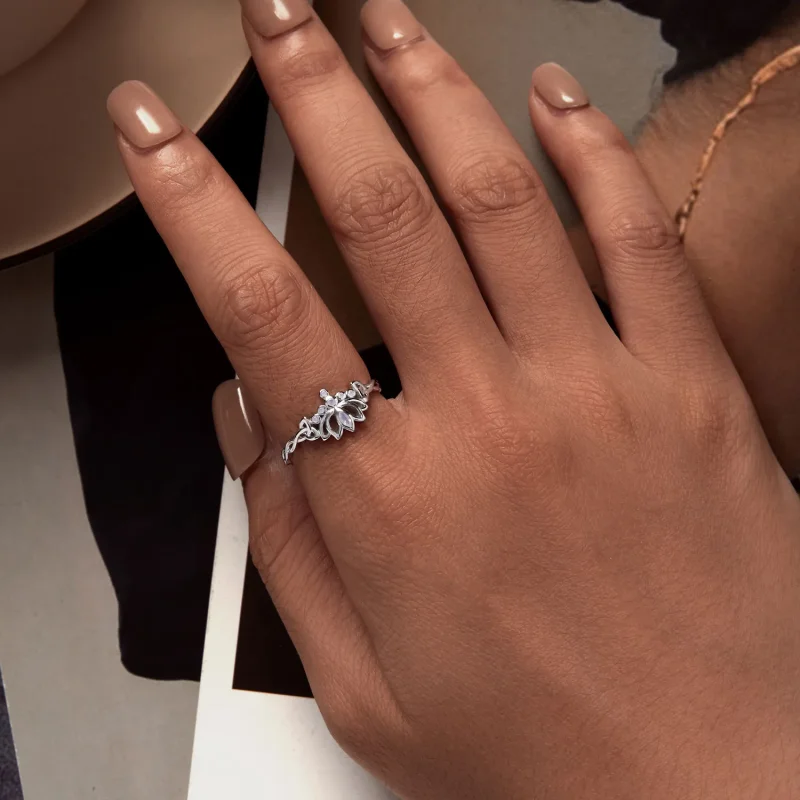 (slika za) Prstan z lotosom v stilu Pandora - BSR487 - Ogled 5