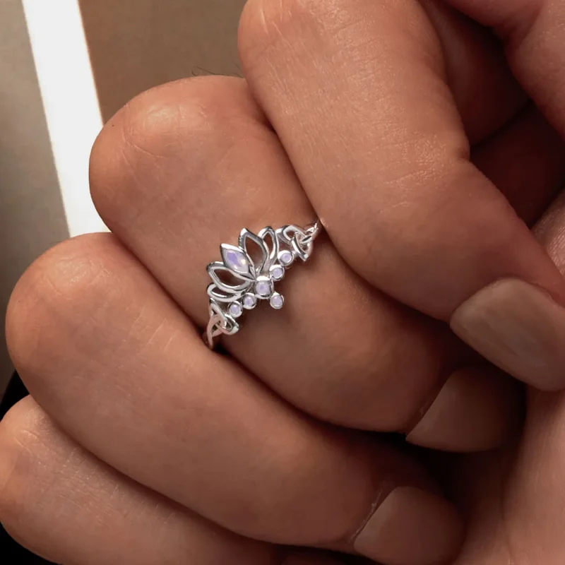 (slika za) Prstan z lotosom v stilu Pandora - BSR487 - Ogled 6