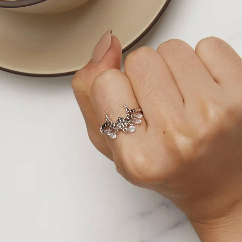 (slika za) Prstan z luninim lotosom v slogu Pandora - SCR955 - Ogled 6