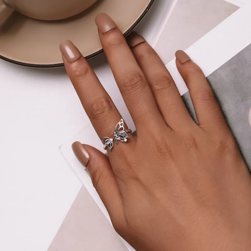 (slika za) Prstan z metulji v stilu Pandora - BSR484-E - Ogled 5