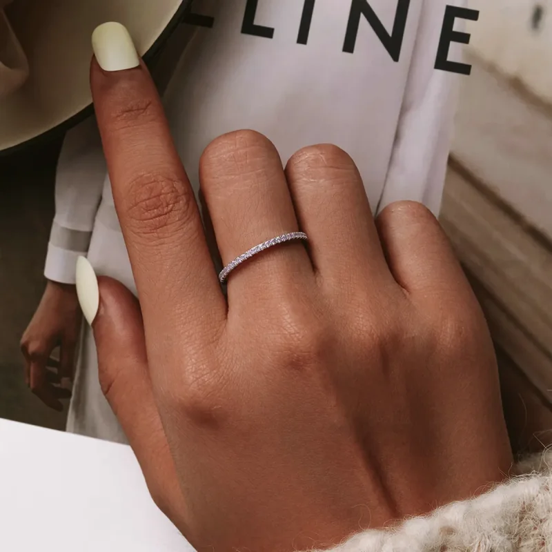 (slika za) Prstan z rožnatim diamantom v stilu Pandora - SCR066-J - Ogled 3