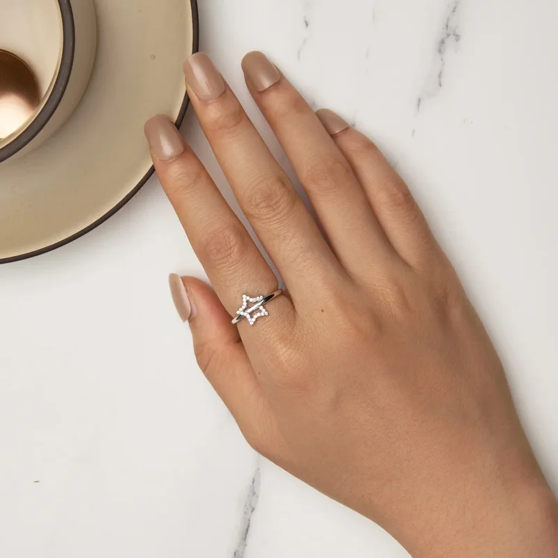 (slika za) Prstan z zvezdo v stilu Pandora - BSR450 - Ogled 5