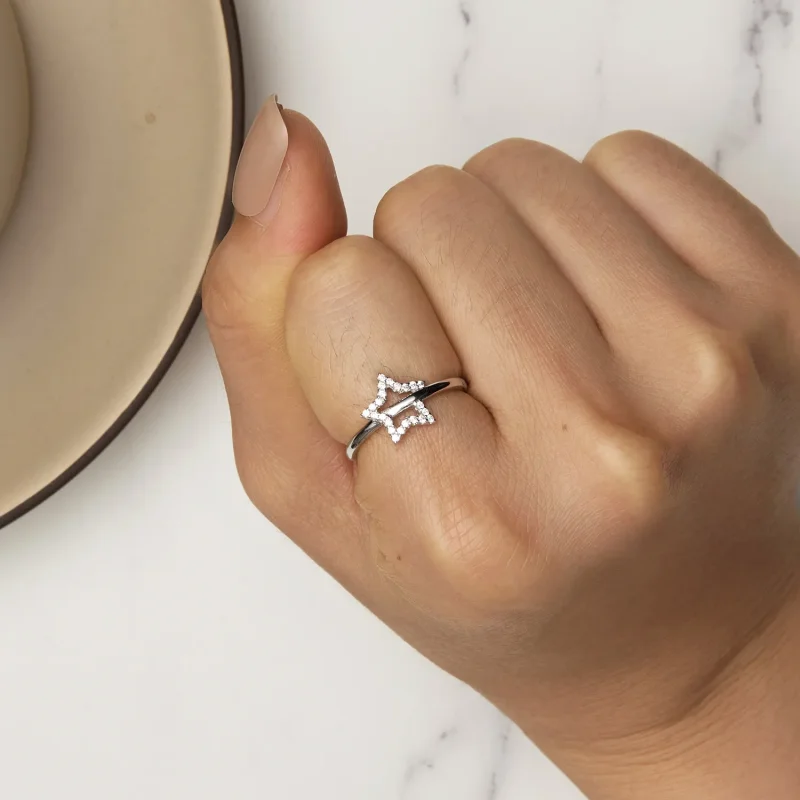 (slika za) Prstan z zvezdo v stilu Pandora - BSR450 - Ogled 6